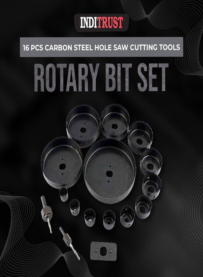 Inditrust 16 Pcs Carbon Steel Hole Saw Cutting Tools (19-127mm) Rotary Bit Set (16 Bits) - Image 2